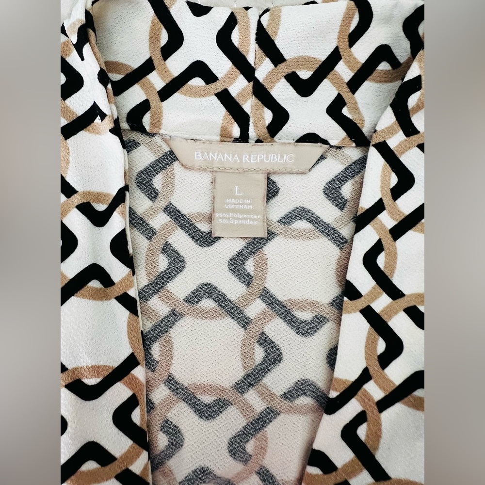 Banana Republic geometric print White chalk brown and black knot style - Picture 3 of 6